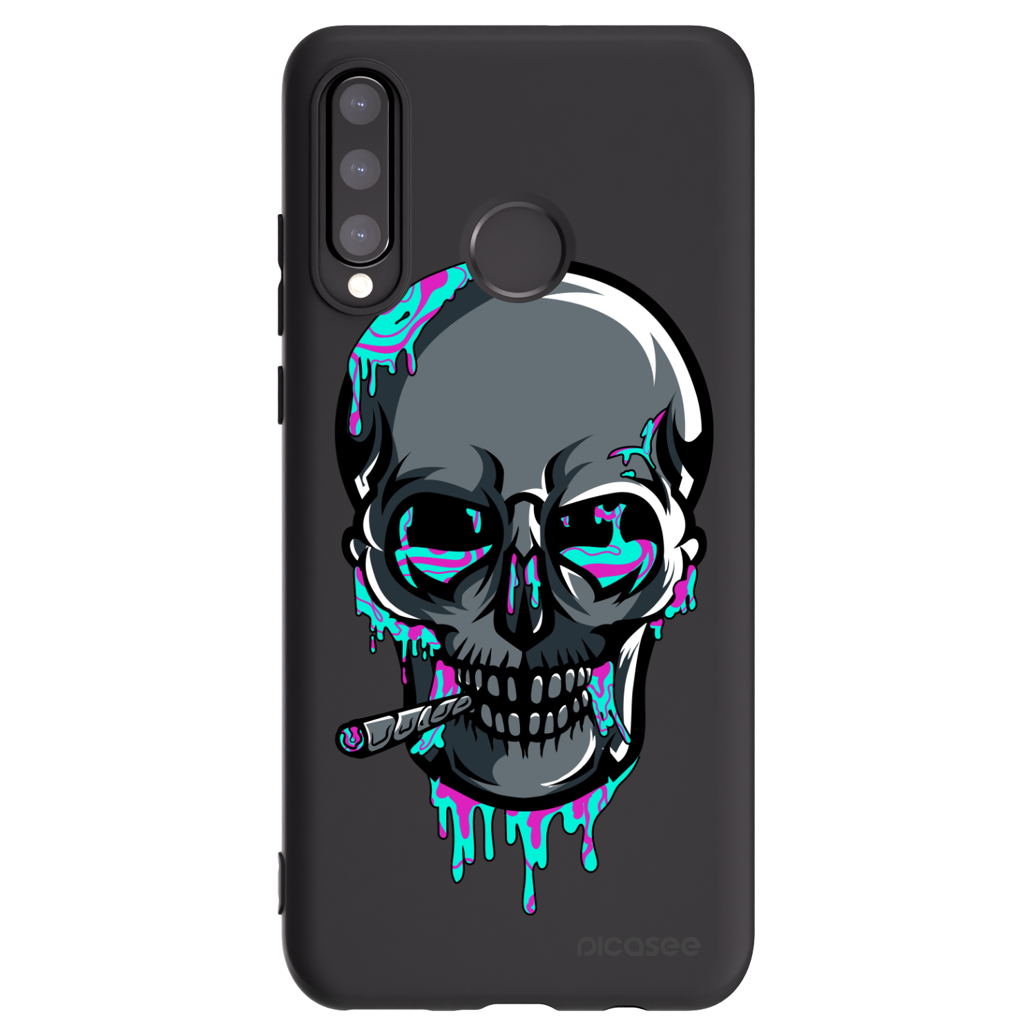 Picasee silikonový černý obal pro Huawei P30 Lite - EARTH - Lebka 3.0