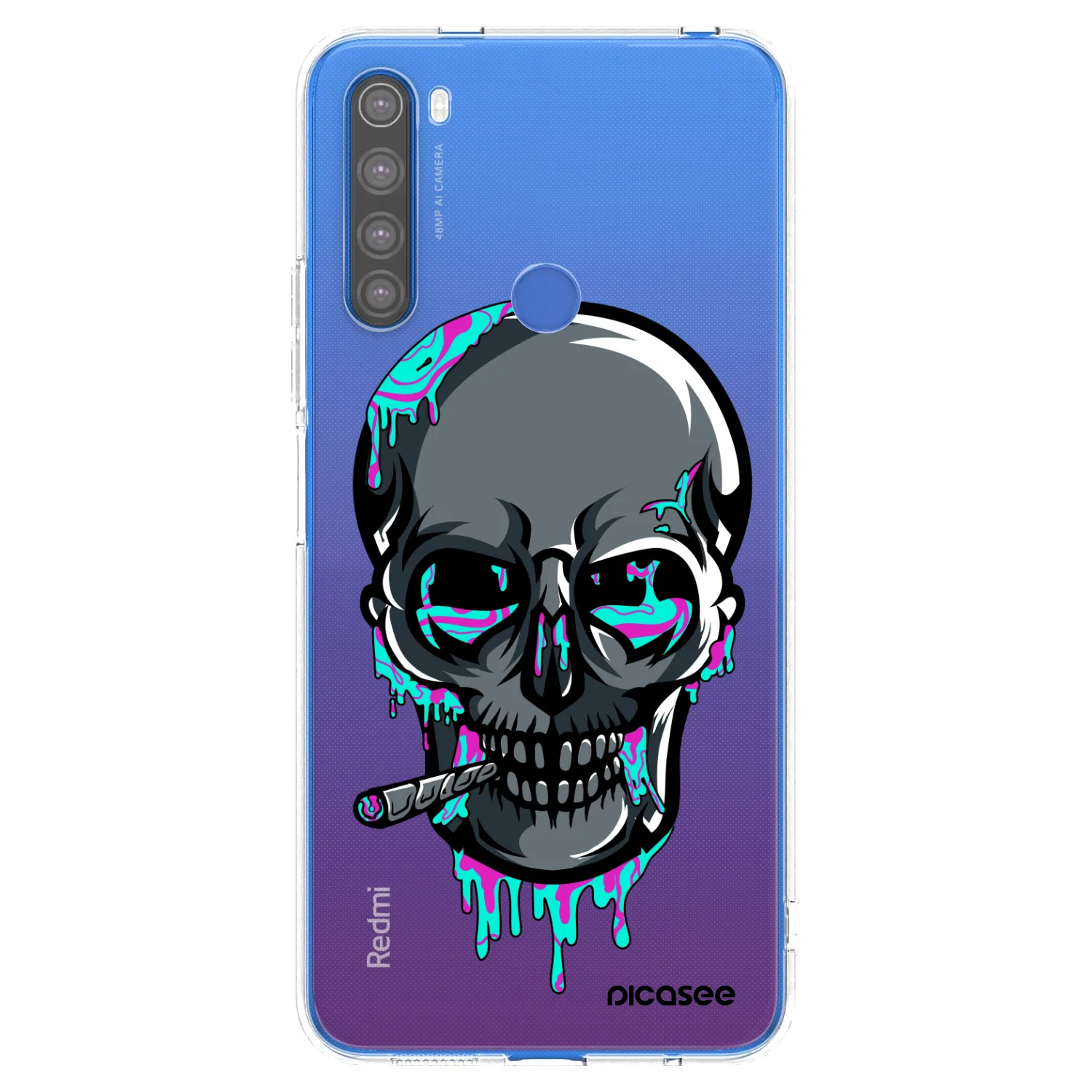 Picasee silikonový průhledný obal pro Xiaomi Redmi Note 8T - EARTH - Lebka 3.0