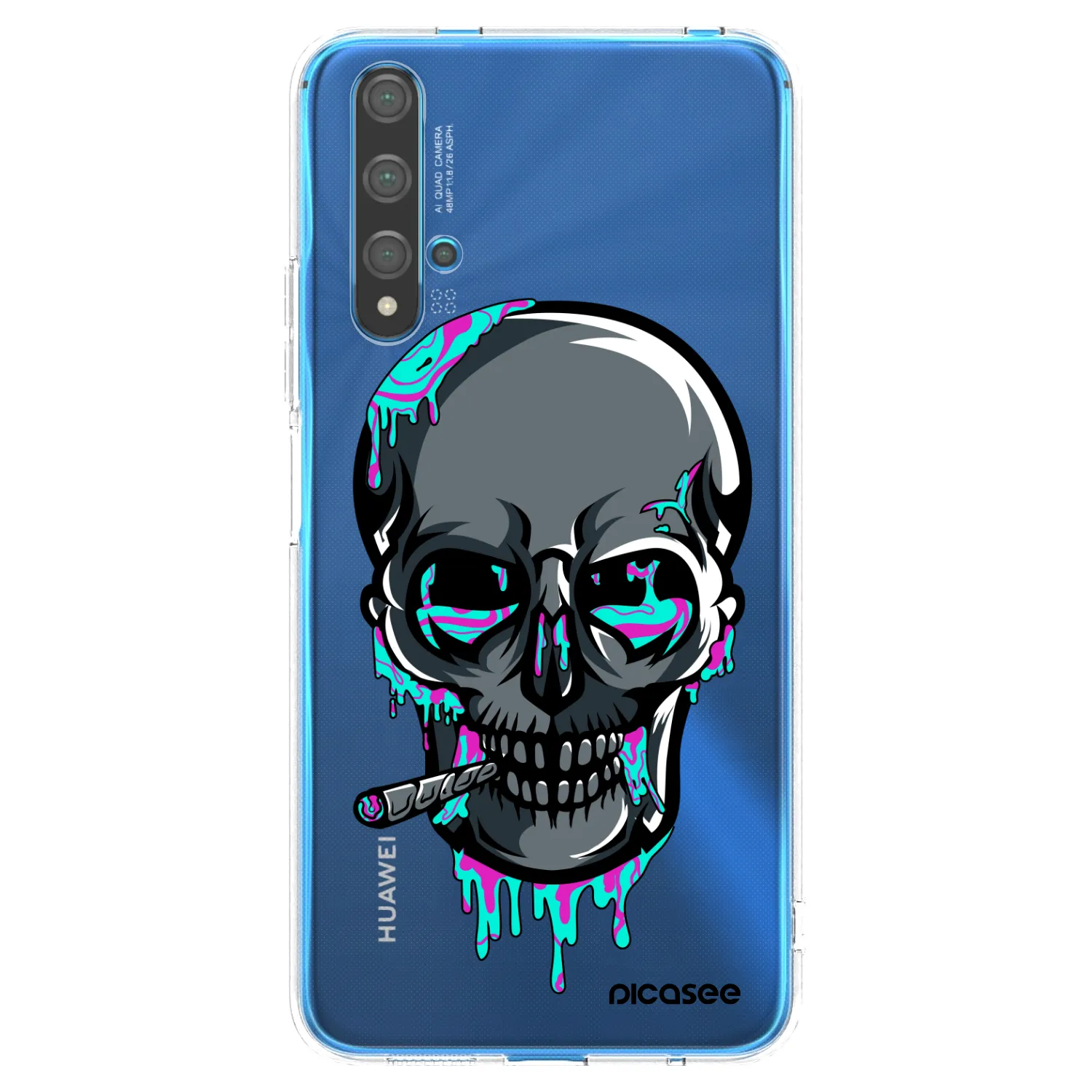 Picasee silikonový průhledný obal pro Huawei Nova 5T - EARTH - Lebka 3.0