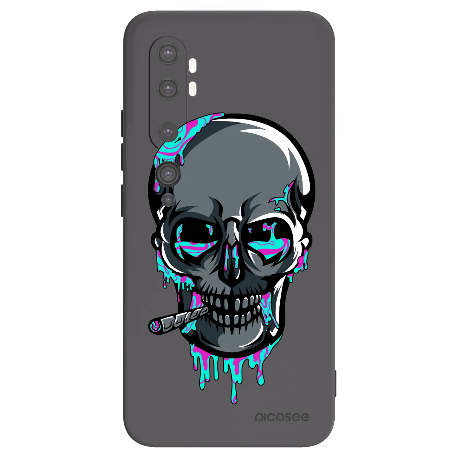 Picasee silikonový černý obal pro Xiaomi Mi Note 10 (Pro) - EARTH - Lebka 3.0