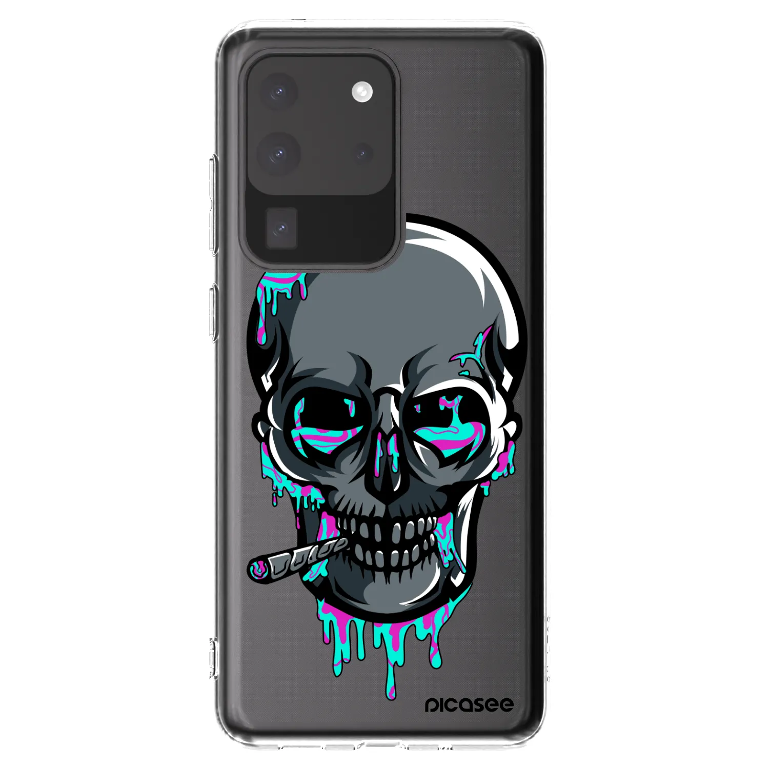 Picasee silikonový průhledný obal pro Samsung Galaxy S20 Ultra 5G G988F - EARTH - Lebka 3.0