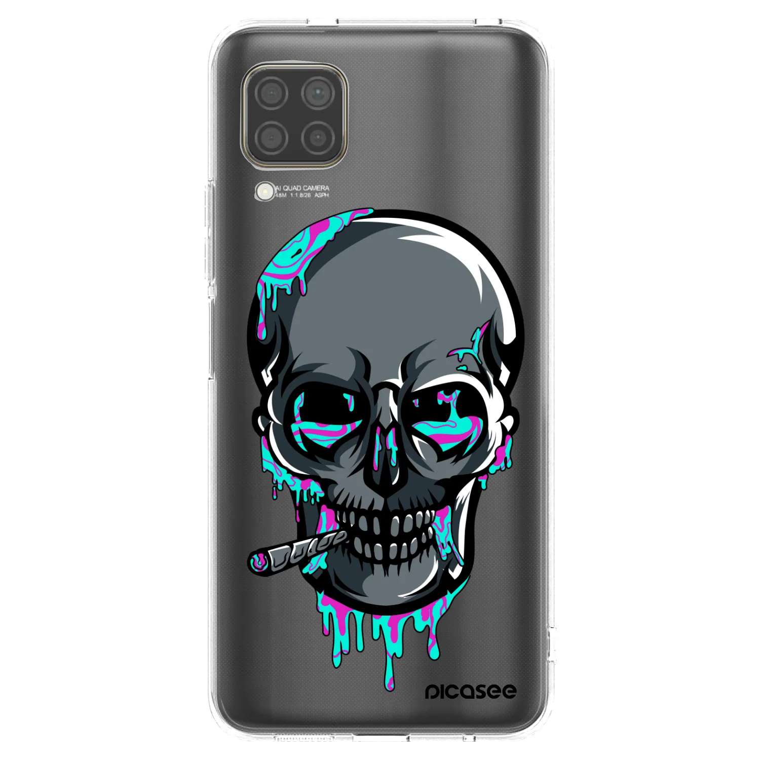 Picasee silikonový průhledný obal pro Huawei P40 Lite - EARTH - Lebka 3.0