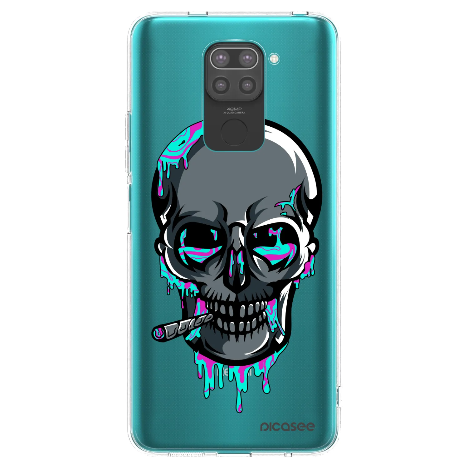 Picasee silikonový černý obal pro Xiaomi Redmi Note 9 - EARTH - Lebka 3.0