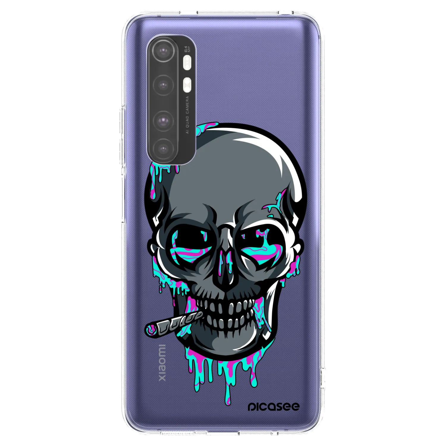 Picasee silikonový průhledný obal pro Xiaomi Mi Note 10 Lite - EARTH - Lebka 3.0