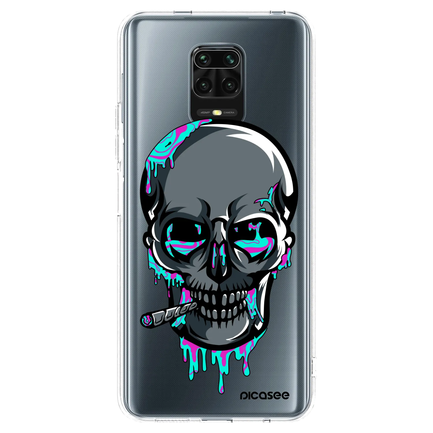 Picasee silikonový průhledný obal pro Xiaomi Redmi Note 9S - EARTH - Lebka 3.0