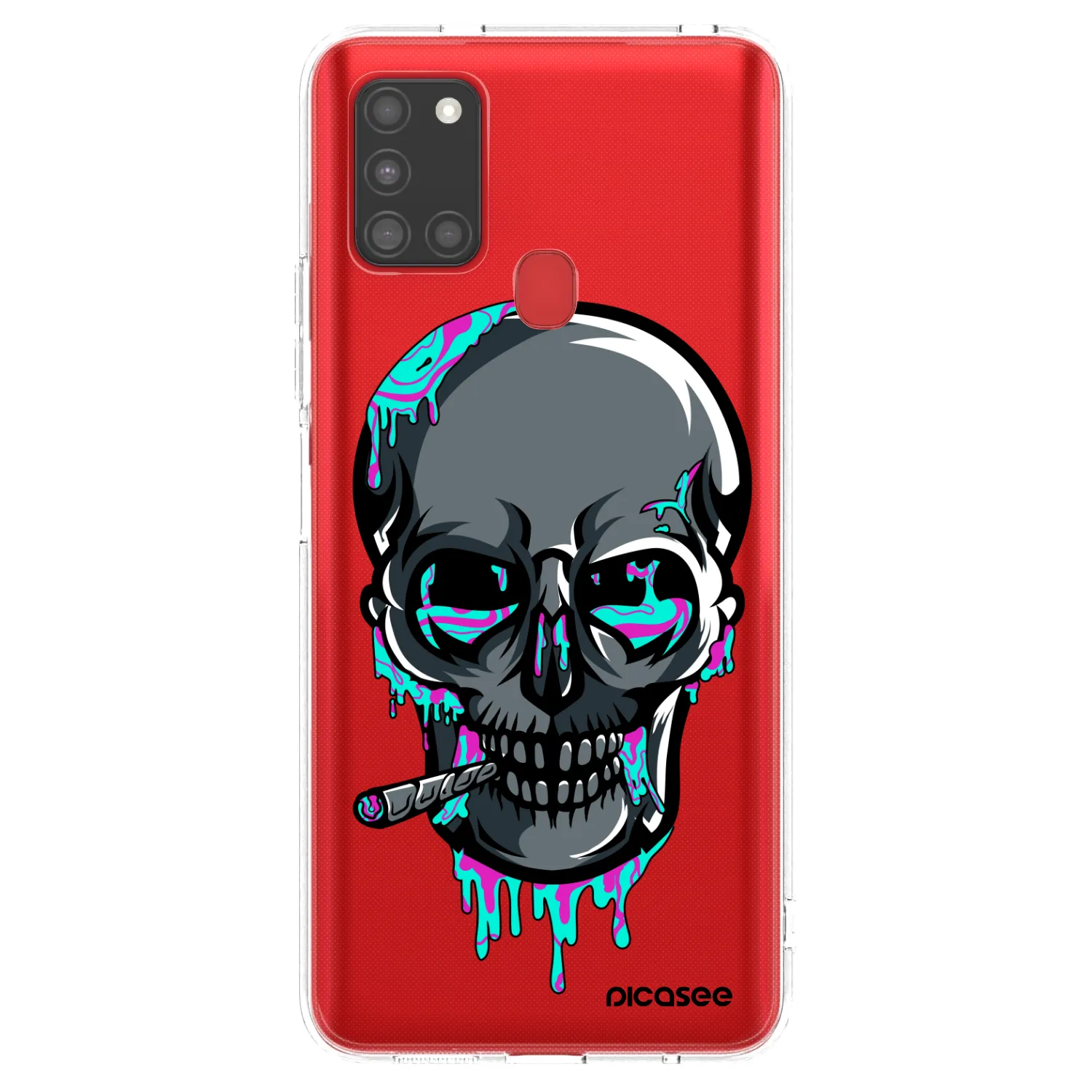 Picasee silikonový průhledný obal pro Samsung Galaxy A21s - EARTH - Lebka 3.0