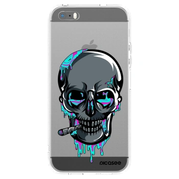 Picasee silikonový průhledný obal pro Apple iPhone 5/5S/SE - EARTH - Lebka 3.0