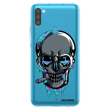 Picasee silikonový průhledný obal pro Samsung Galaxy M11 - EARTH - Lebka 3.0