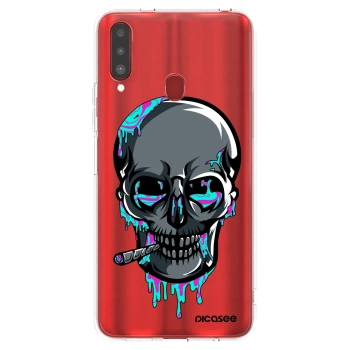 Picasee silikonový průhledný obal pro Samsung Galaxy A20s - EARTH - Lebka 3.0