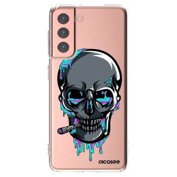 Picasee silikonový průhledný obal pro Samsung Galaxy S21 5G G991B - EARTH - Lebka 3.0