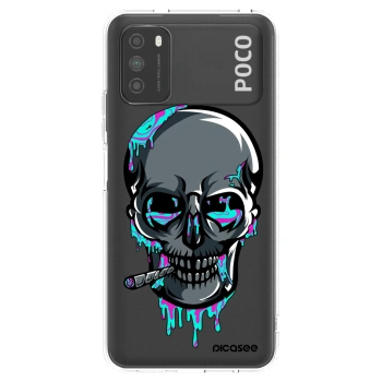 Picasee silikonový průhledný obal pro Xiaomi Poco M3 - EARTH - Lebka 3.0