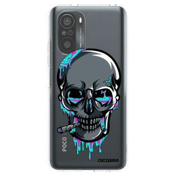Picasee silikonový průhledný obal pro Xiaomi Poco F3 - EARTH - Lebka 3.0