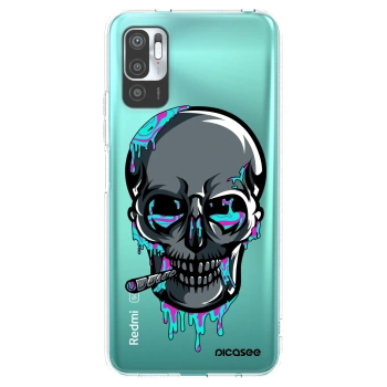 Picasee silikonový průhledný obal pro Xiaomi Redmi Note 10 5G - EARTH - Lebka 3.0