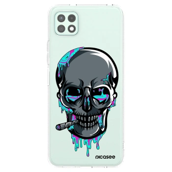 Picasee silikonový průhledný obal pro Samsung Galaxy A22 A226B 5G - EARTH - Lebka 3.0