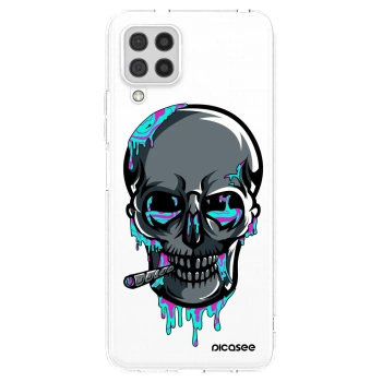 Picasee silikonový průhledný obal pro Samsung Galaxy A22 A225F 4G - EARTH - Lebka 3.0