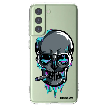 Picasee silikonový průhledný obal pro Samsung Galaxy S21 FE 5G - EARTH - Lebka 3.0
