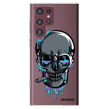 Picasee silikonový průhledný obal pro Samsung Galaxy S22 Ultra 5G - EARTH - Lebka 3.0