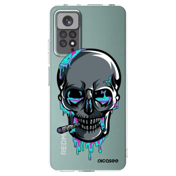 Picasee silikonový průhledný obal pro Xiaomi Redmi Note 11 - EARTH - Lebka 3.0