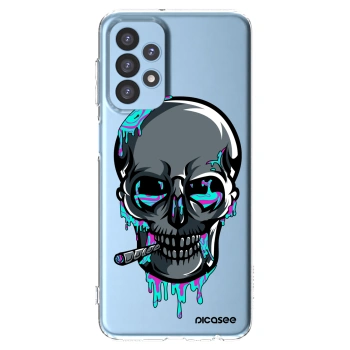Picasee silikonový průhledný obal pro Samsung Galaxy A23 A235F 4G - EARTH - Lebka 3.0