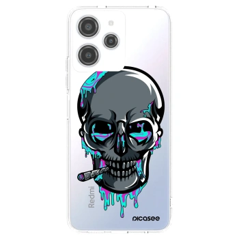 Picasee silikonový průhledný obal pro Xiaomi Redmi 12 4G - EARTH - Lebka 3.0