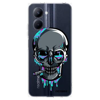 Picasee silikonový průhledný obal pro Realme C33 (2023) - EARTH - Lebka 3.0