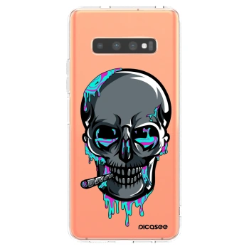Picasee silikonový průhledný obal pro Samsung Galaxy S10 Plus G975 - EARTH - Lebka 3.0