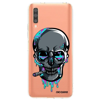Picasee silikonový průhledný obal pro Samsung Galaxy A70 A705F - EARTH - Lebka 3.0
