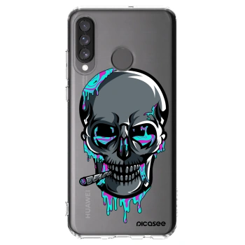 Picasee silikonový průhledný obal pro Huawei P30 Lite - EARTH - Lebka 3.0