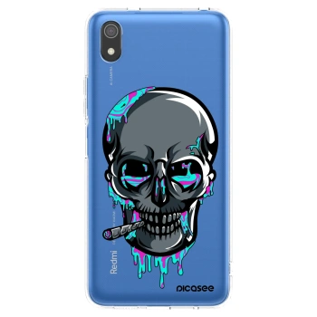 Picasee silikonový průhledný obal pro Xiaomi Redmi 7A - EARTH - Lebka 3.0