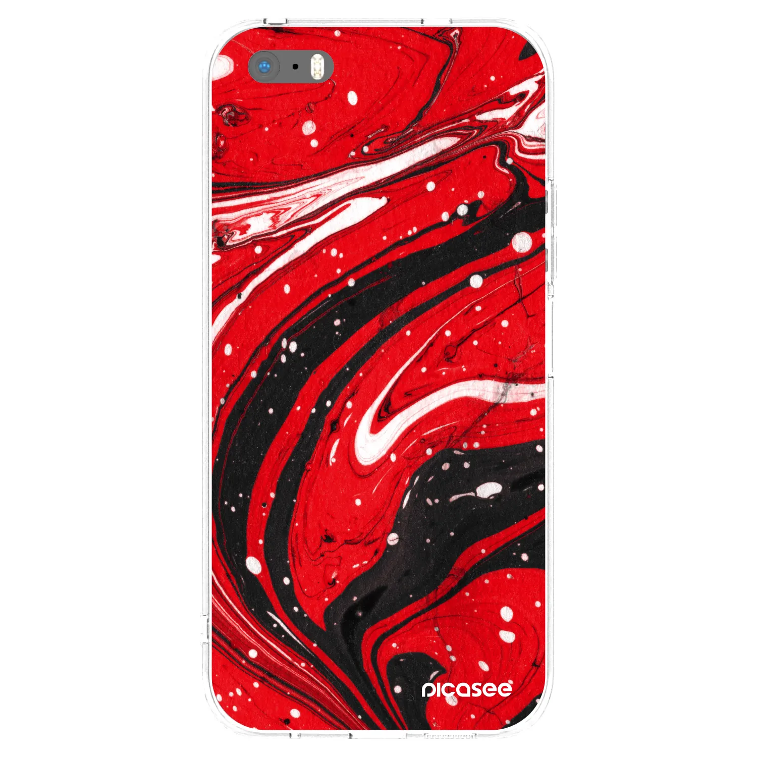Picasee silikonový průhledný obal pro Apple iPhone 5/5S/SE - Red black