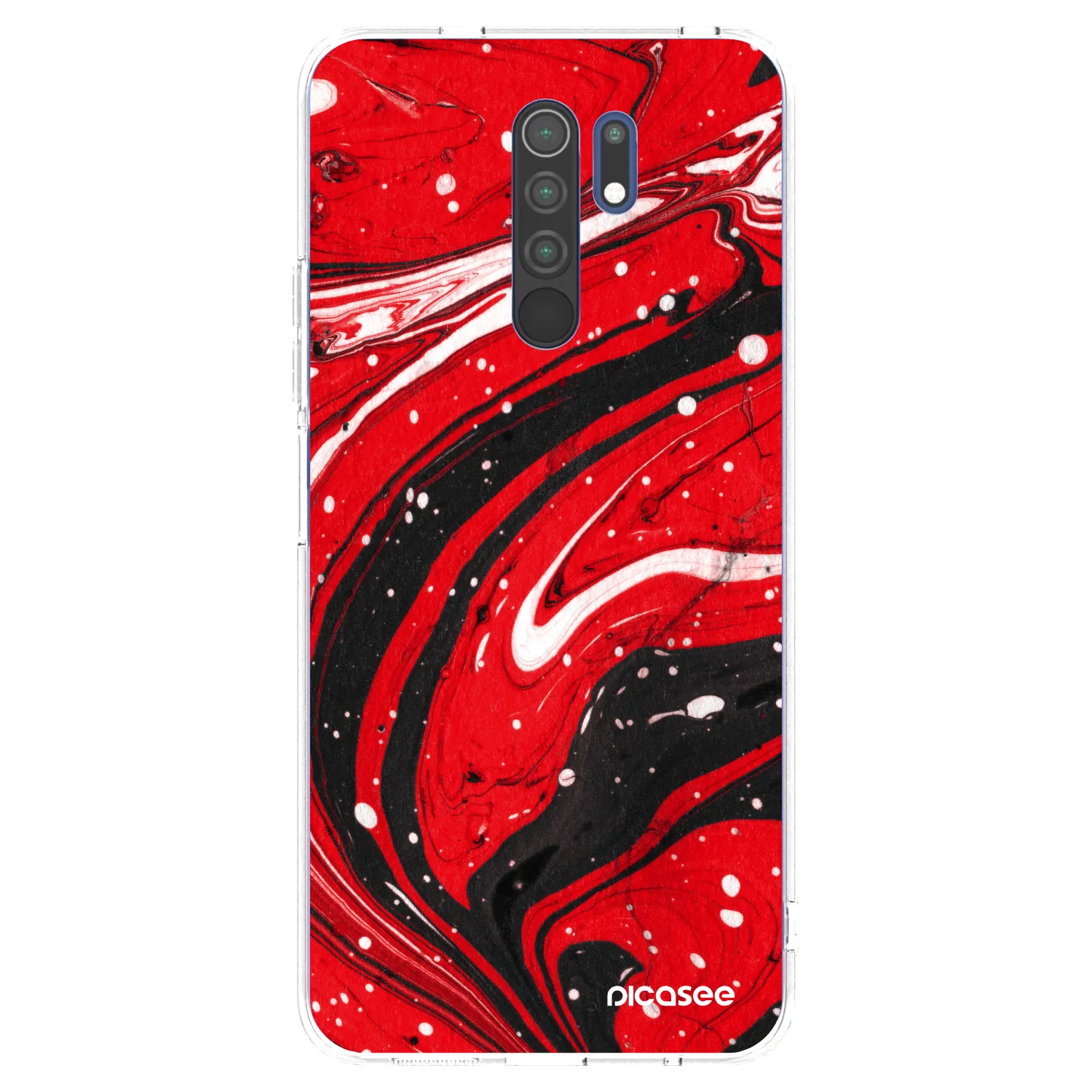 Picasee silikonový průhledný obal pro Xiaomi Redmi 9 - Red black