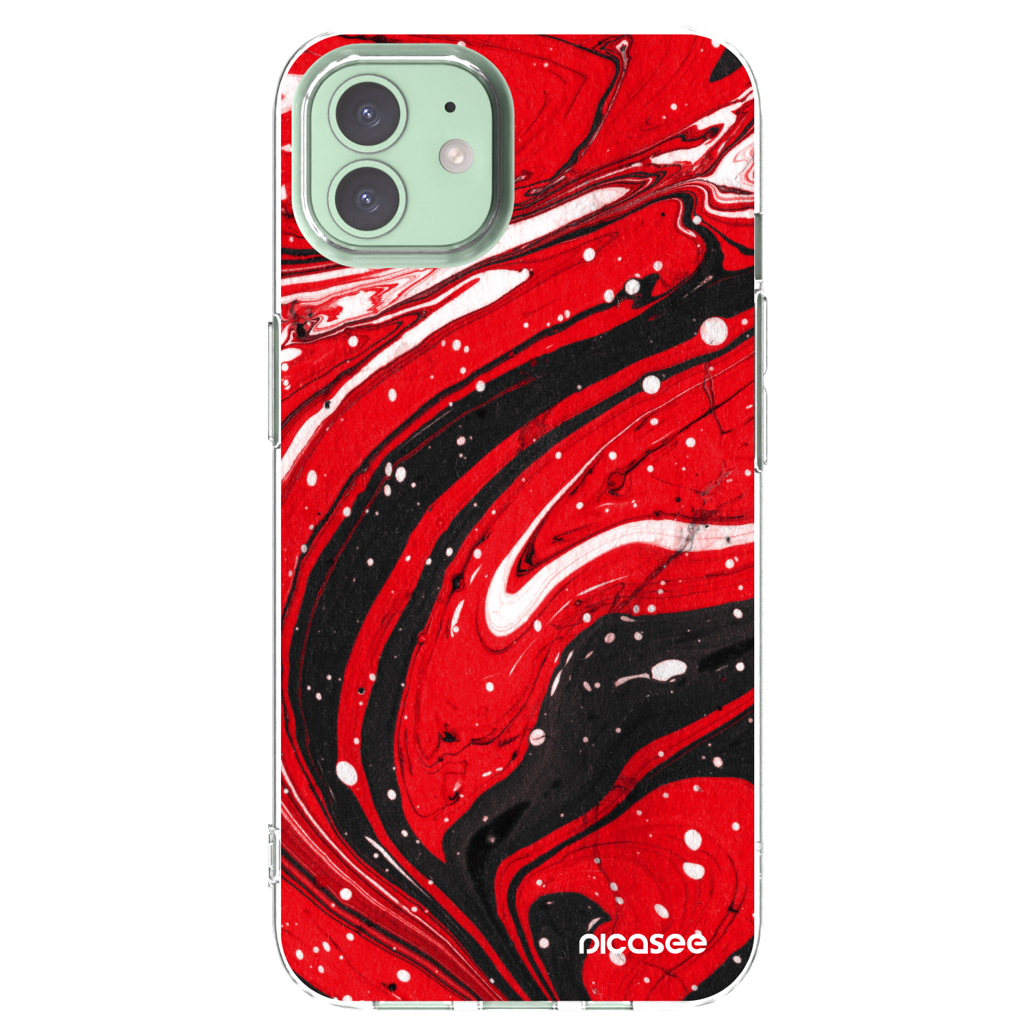 Picasee silikonový průhledný obal pro Apple iPhone 12 - Red black