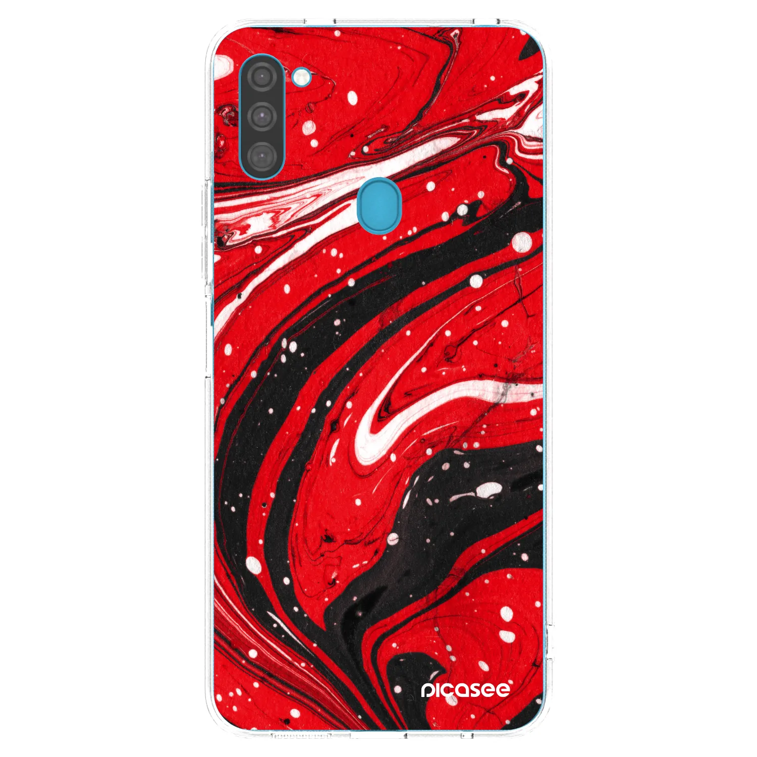 Picasee silikonový průhledný obal pro Samsung Galaxy M11 - Red black