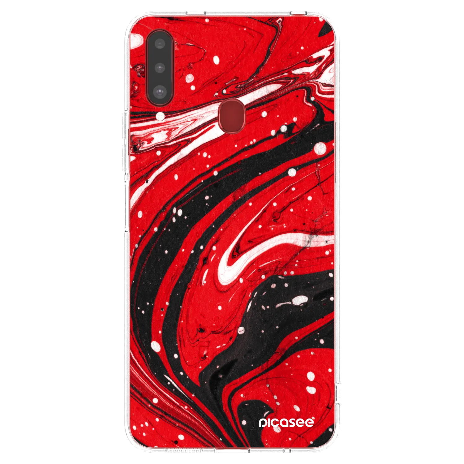 Picasee silikonový průhledný obal pro Samsung Galaxy A20s - Red black