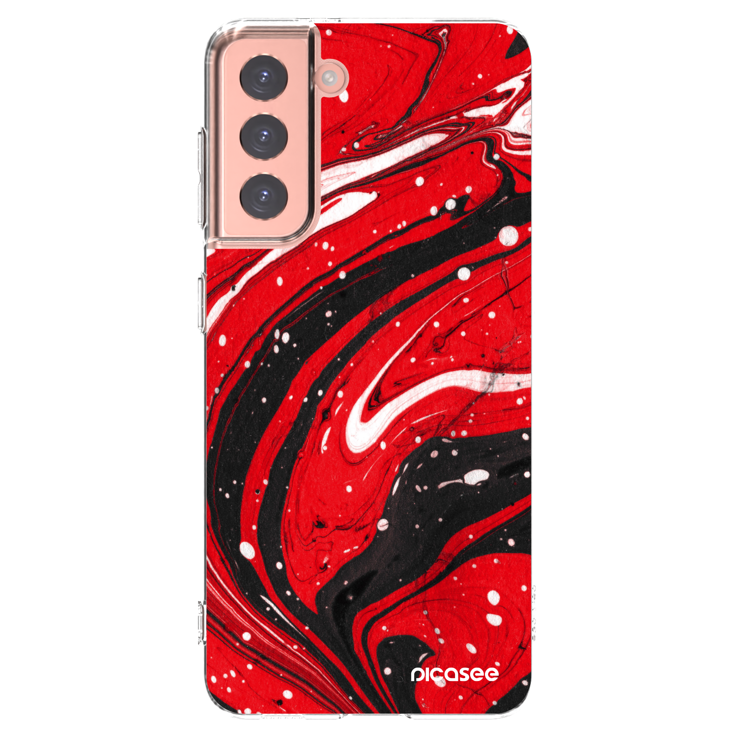 Picasee silikonový průhledný obal pro Samsung Galaxy S21 5G G991B - Red black