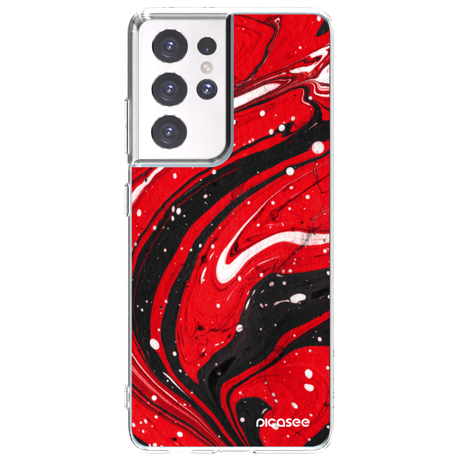 Picasee silikonový průhledný obal pro Samsung Galaxy S21 Ultra 5G G998B - Red black