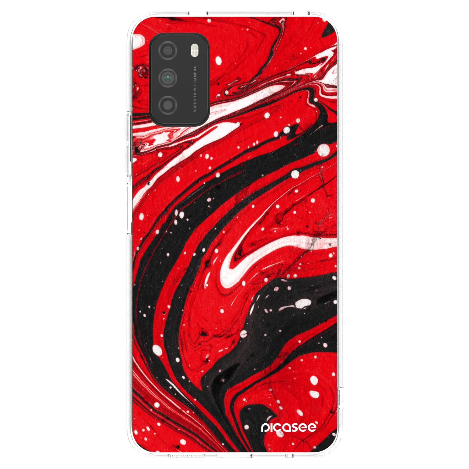Picasee silikonový průhledný obal pro Xiaomi Poco M3 - Red black