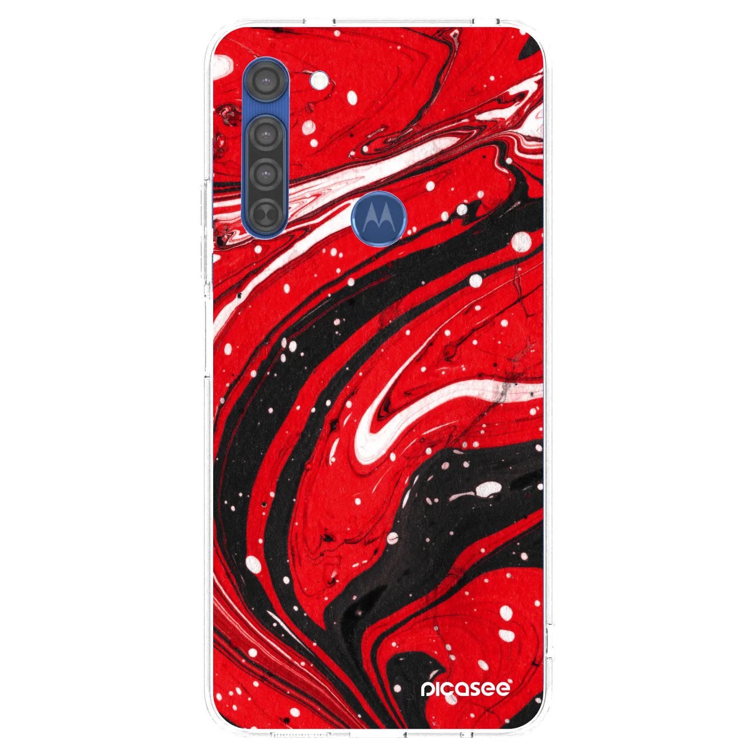 Picasee silikonový průhledný obal pro Motorola Moto G8 - Red black