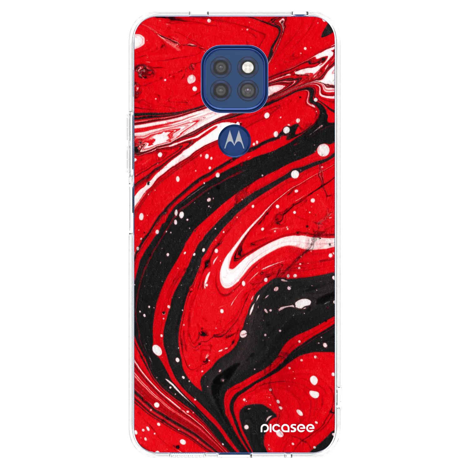 Picasee silikonový průhledný obal pro Motorola Moto G9 Play - Red black