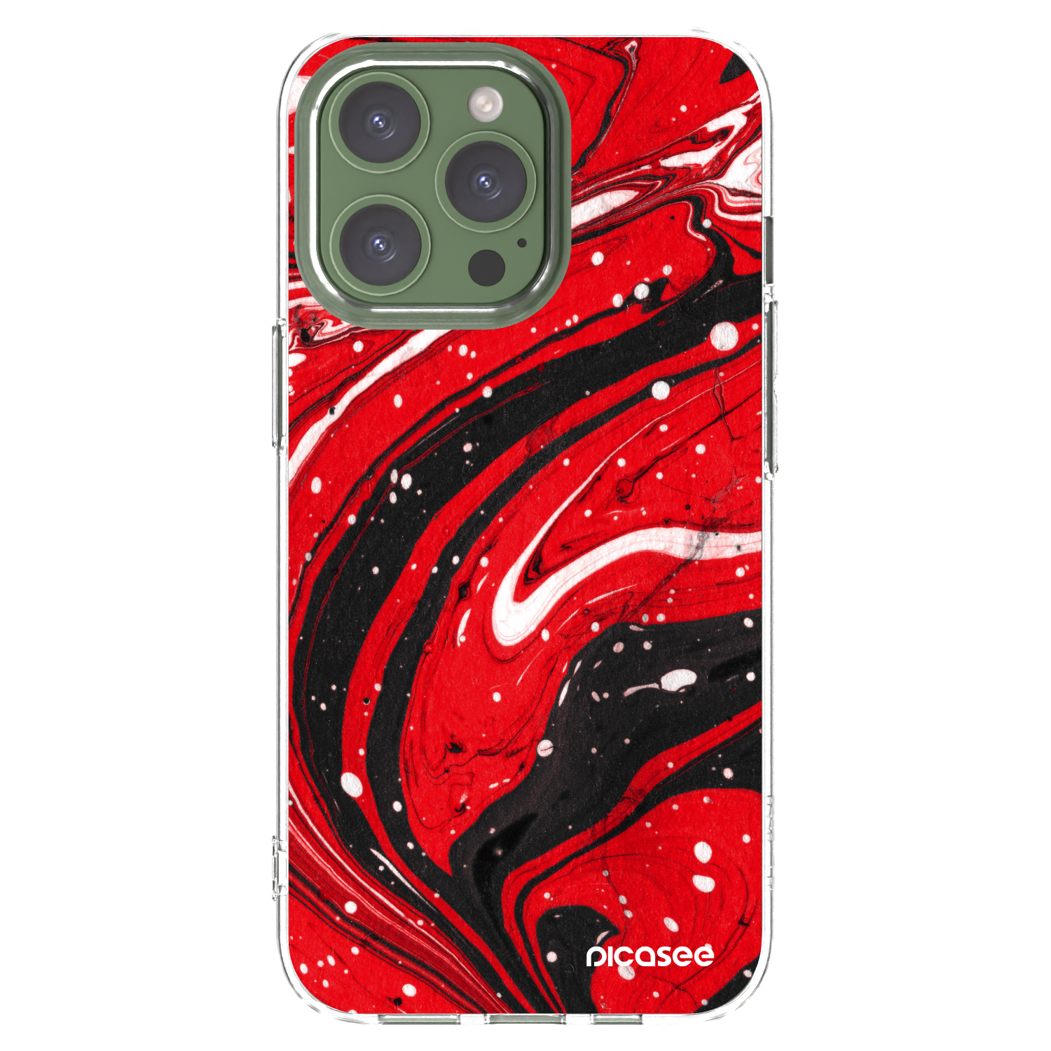 Picasee silikonový průhledný obal pro Apple iPhone 13 Pro - Red black