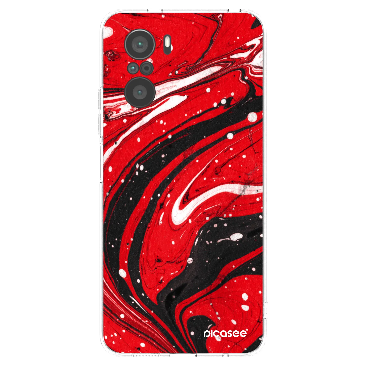 Picasee silikonový průhledný obal pro Xiaomi Poco F3 - Red black
