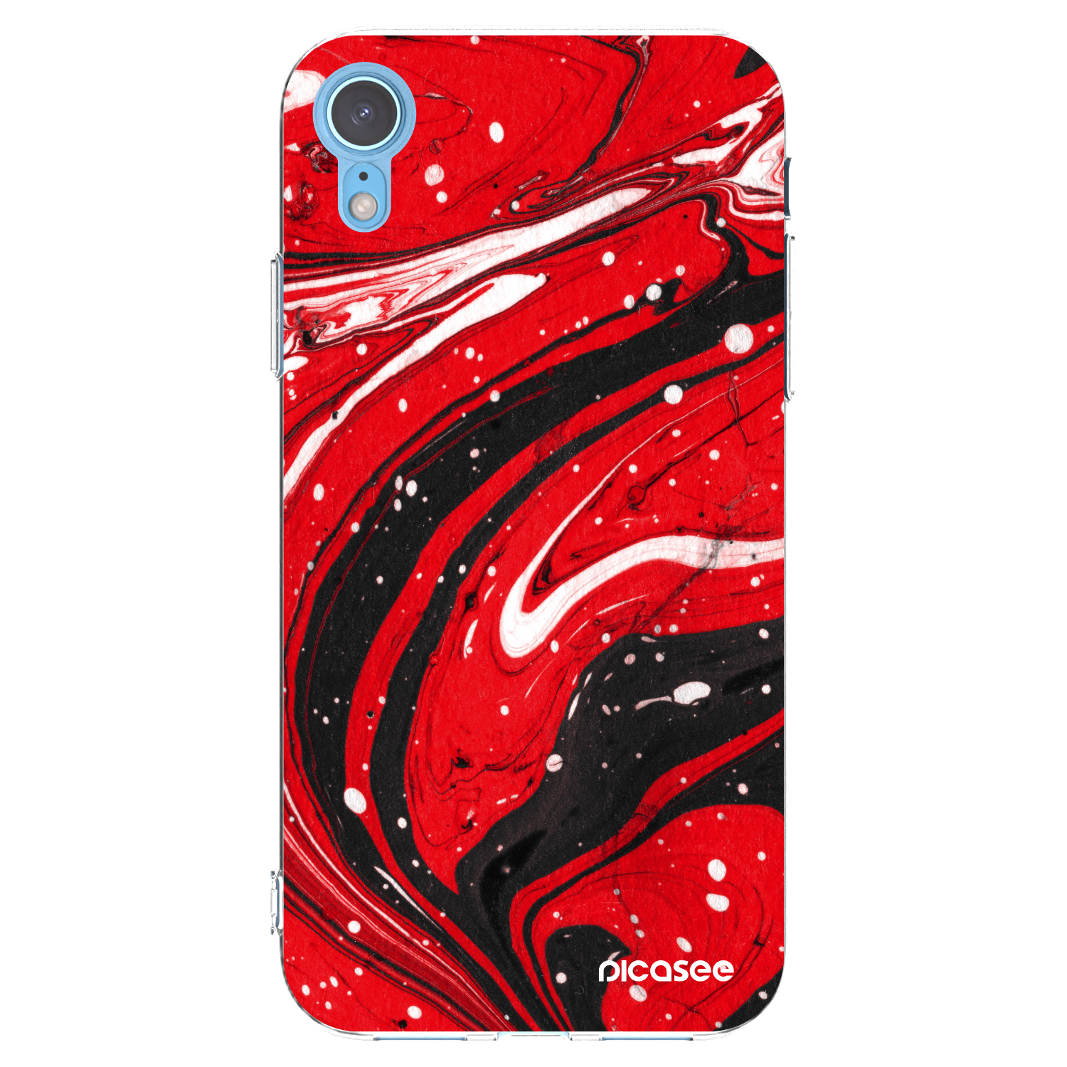 Picasee silikonový průhledný obal pro Apple iPhone XR - Red black