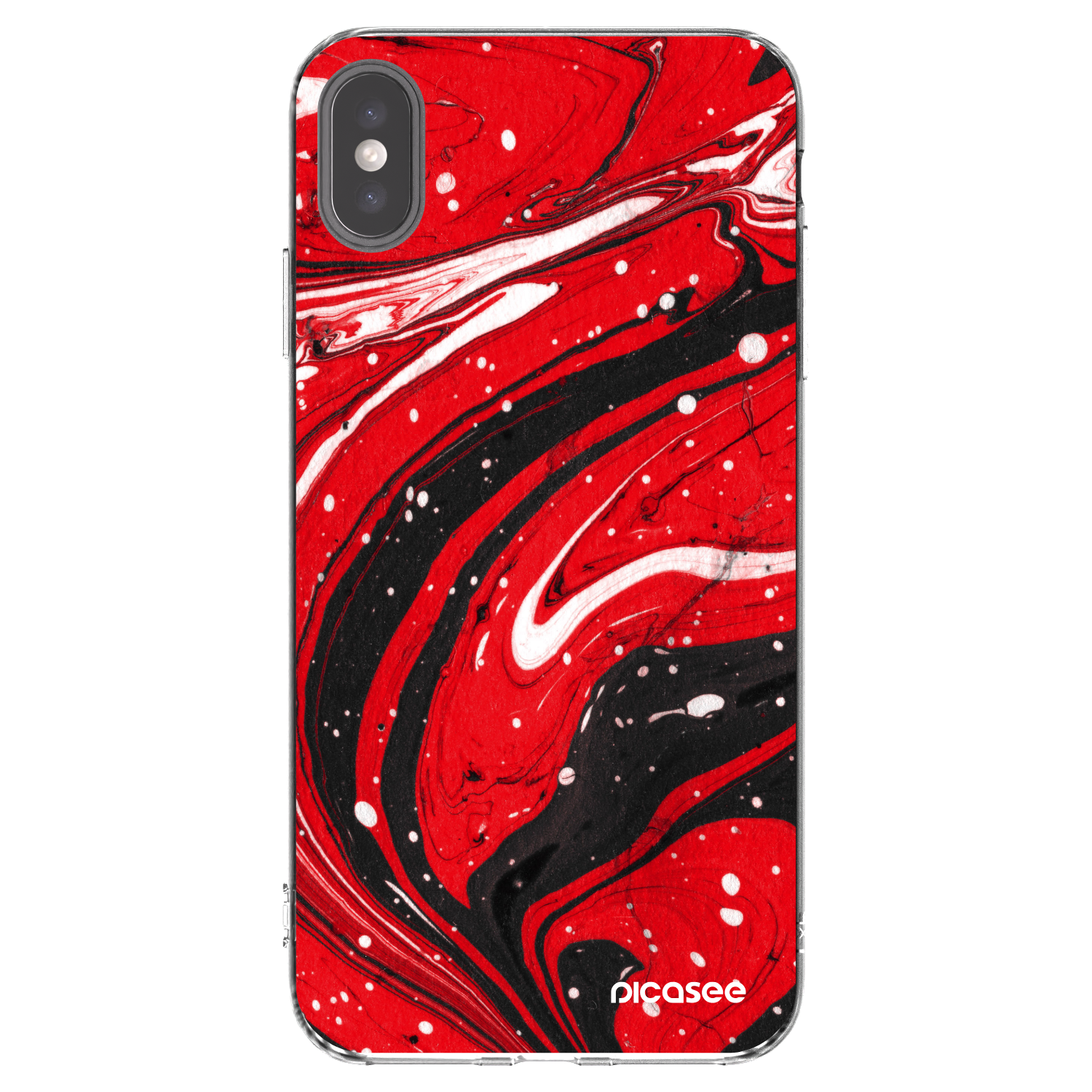 Picasee silikonový průhledný obal pro Apple iPhone XS Max - Red black