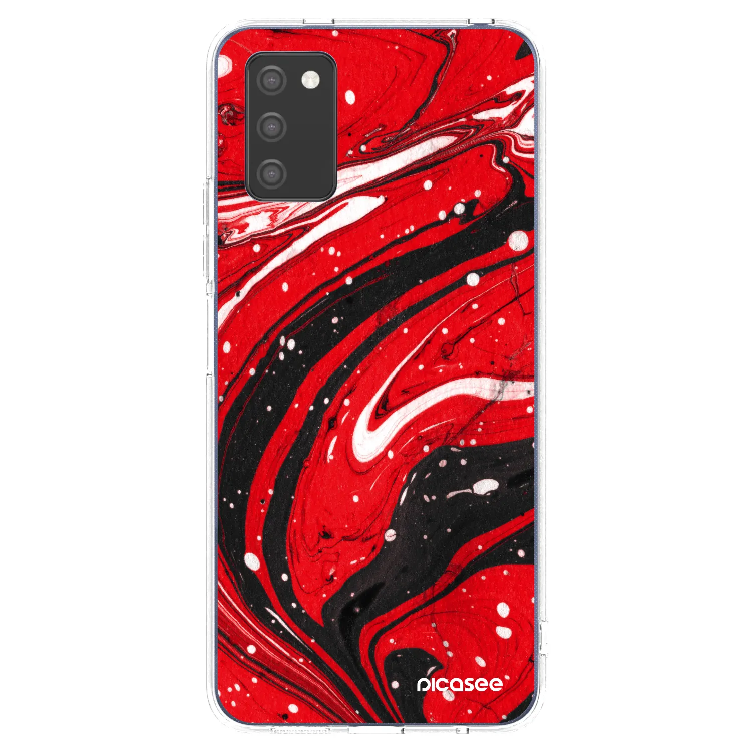 Picasee silikonový průhledný obal pro Samsung Galaxy A03s A037G - Red black