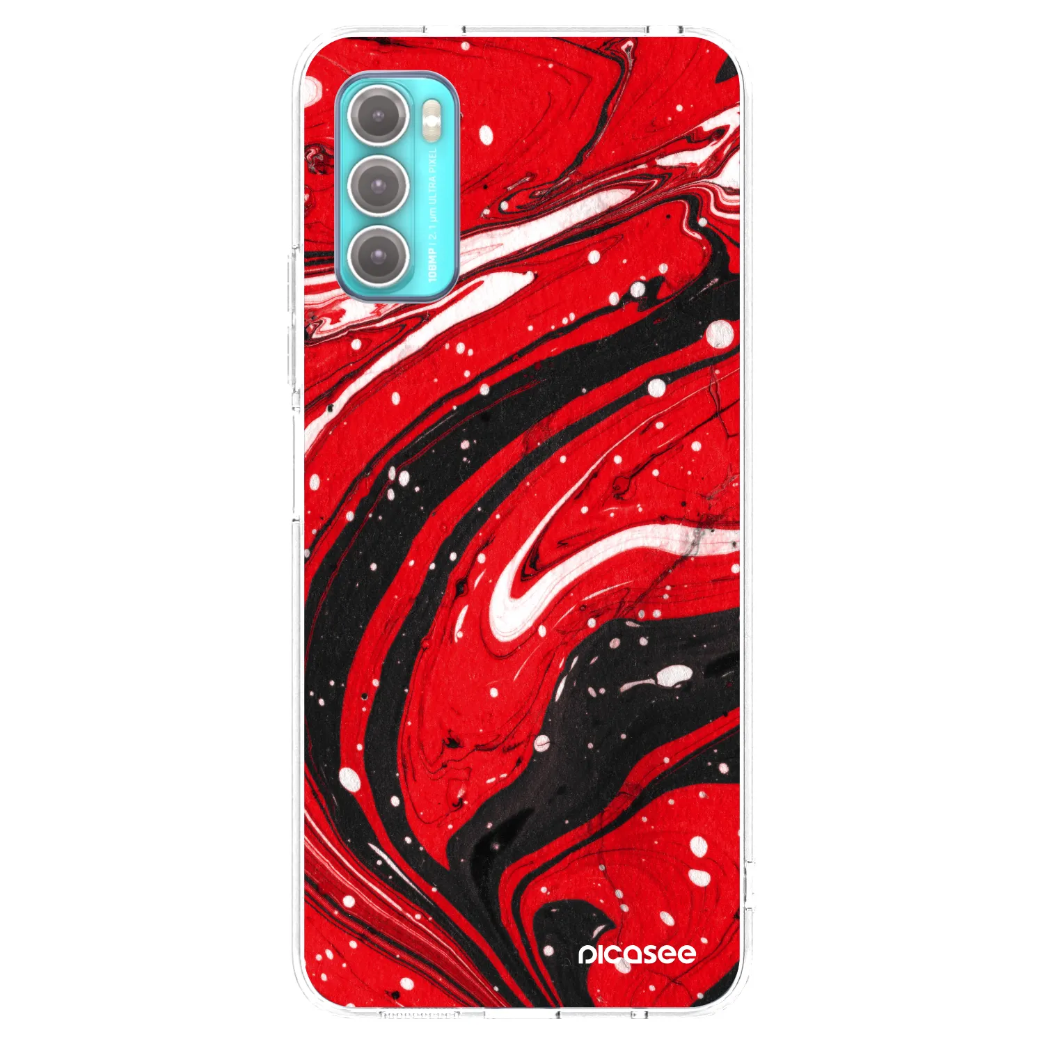 Picasee silikonový průhledný obal pro Motorola Moto G60 - Red black