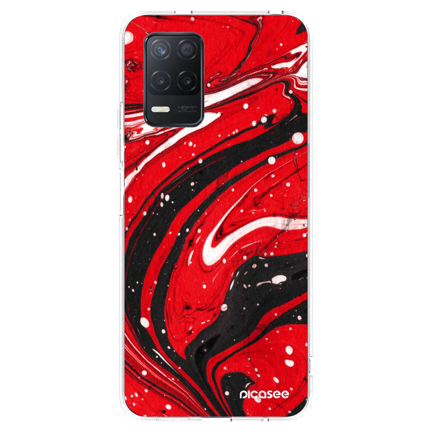 Picasee silikonový průhledný obal pro Realme 8 5G - Red black