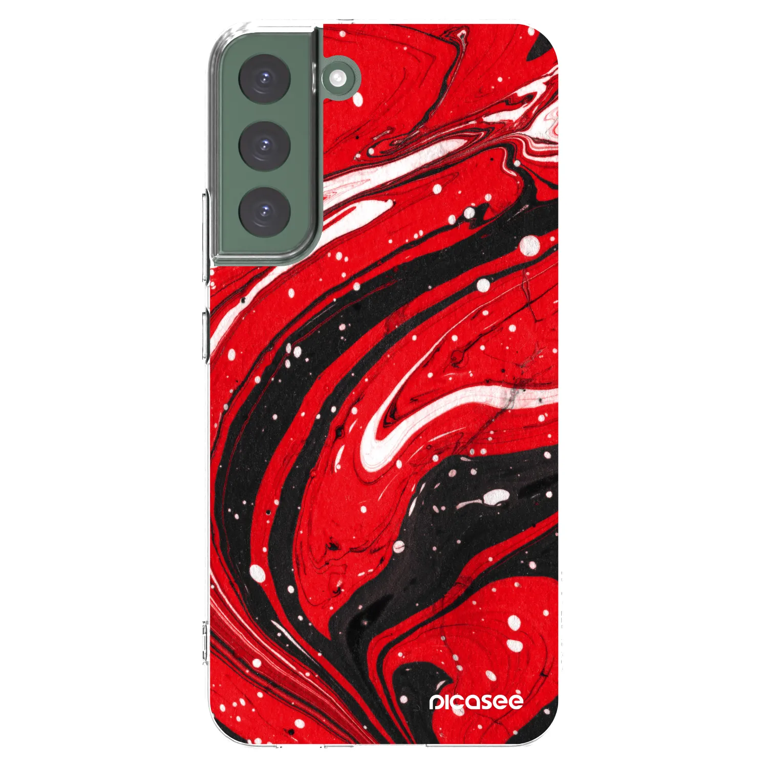 Picasee silikonový průhledný obal pro Samsung Galaxy S22+ 5G - Red black