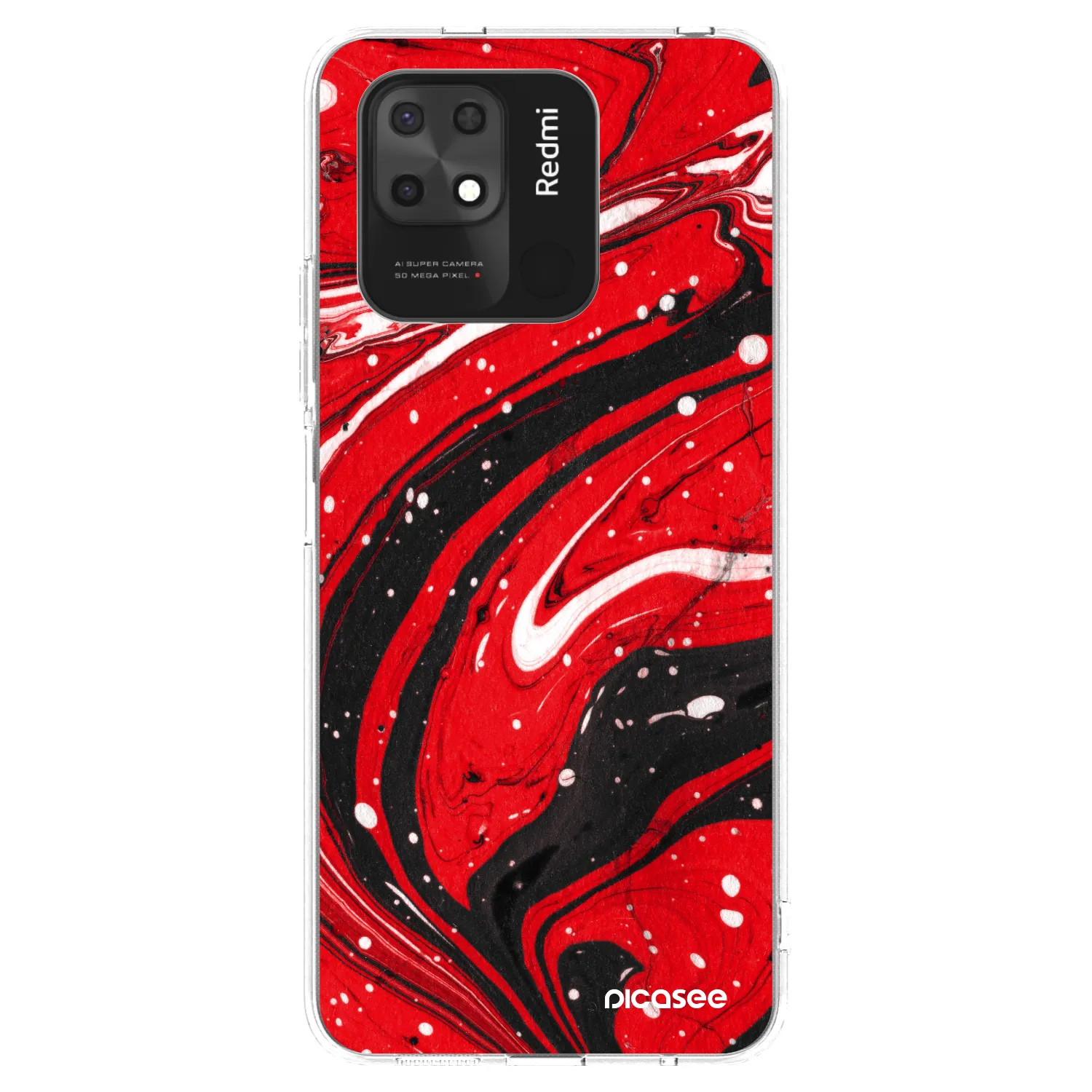 Picasee silikonový průhledný obal pro Xiaomi Redmi 10C - Red black
