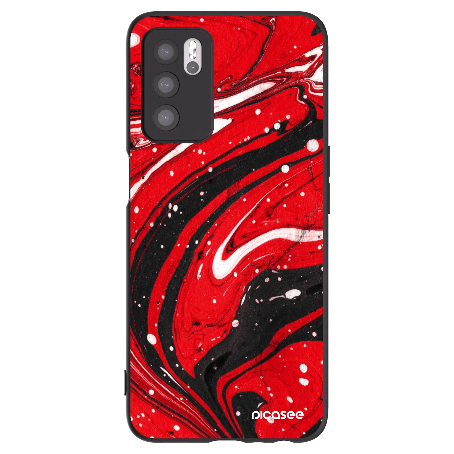 Picasee silikonový černý obal pro OPPO A16s - Red black