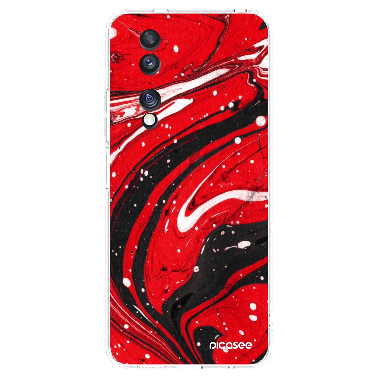 Picasee silikonový průhledný obal pro Honor 70 - Red black